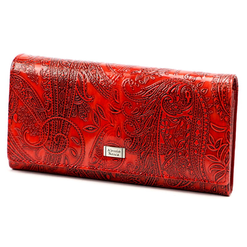 Veľká dámska kožená peňaženka z lakovanej kože v elegantnom dizajne Alessio Nesca 