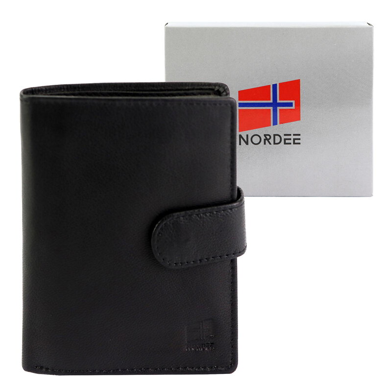 Pánska kožená peňaženka na výšku so zapínaním vpredu Nordee  Pánska kožená peňaženka na výšku so zapínaním vpredu Nordee