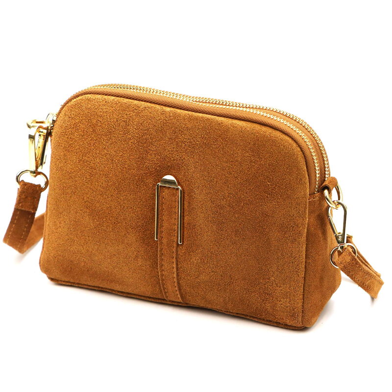 Dámska kožená crossbody kabelka z prírodnej brúsenej kože Luka 25-084