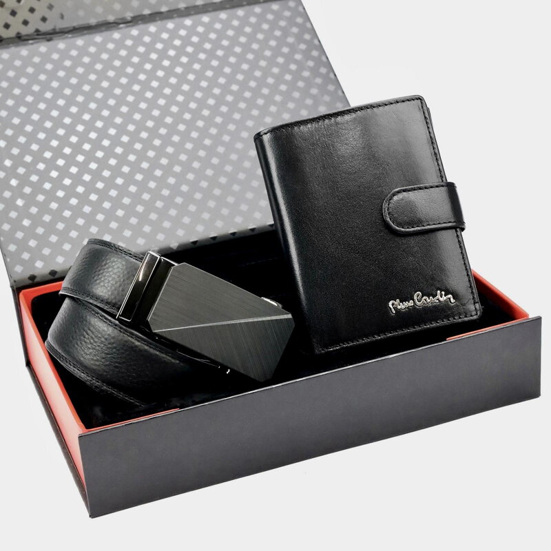 Darčekový set – pánska kožená peňaženka  Pierre Cardin  a opasok s automatickou prackou