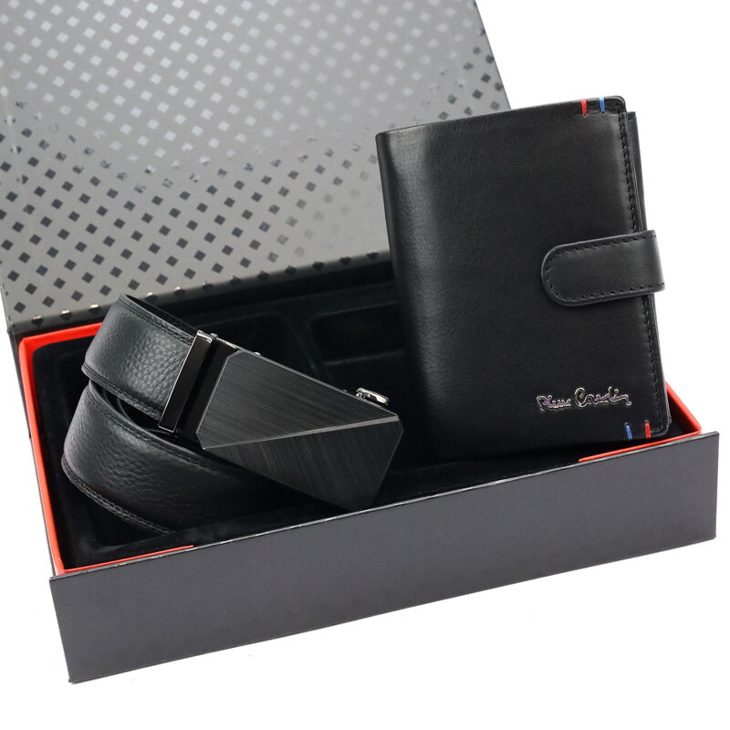Darčekový set – pánska kožená peňaženka Pierre Cardin a opasok s automatickou prackou 