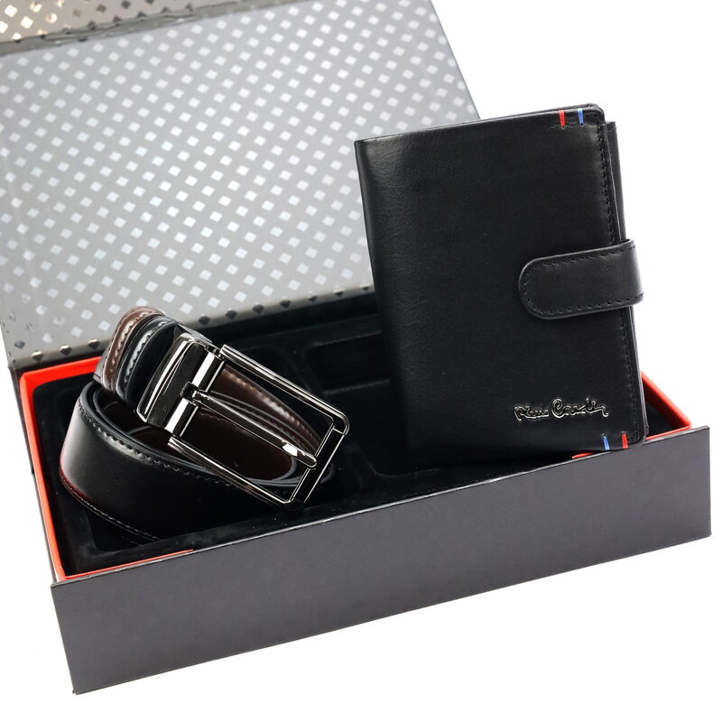 Darčekový set – pánska kožená peňaženka a obojstranný opasok z pravej kože