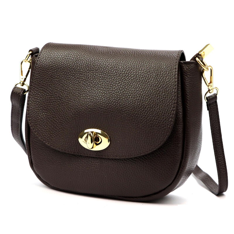 Čierna a tmavohnedá dámska crossbody kabelka so zlatou sponou 