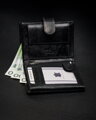 Klasická, vertikálna pánska peňaženka na zips z prírodnej kože s technológiou RFID - Rovicky