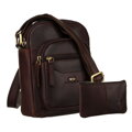 Hnedá pánska kožená crossbody taška Peterson + kožené puzdro na kľúče