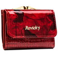 Mały, czerwony portfel damski ze skóry naturalnej z systemem RFID - Rovicky