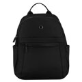 Dámsky malý čierny ruksak z polyesteru, jednokomorový s vonkajším vreckom