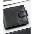 Niewielki czarny portfel męski ze skóry naturalnej z systemem RFID zamykany zatrzaskiem - 4U Cavaldi
