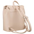 Beżowy, niewielki plecak damski ze skóry ekologicznej wyposażony w nóżki ochronne - Rovicky