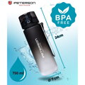 Bielo-čierna tritanová fľaša na vodu so šnúrkou a motivačnou stupnicou – 750 ml