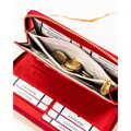 Czerwony portfel-piórnik damski z lakierowanej skóry naturalnej wyposażony w system RFID  - Rovicky