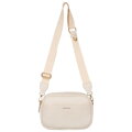 Elegantná béžová dámska crossbody taška z eko kože so zlatými detailmi