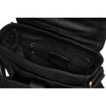 Pánska čierna kožená messenger taška s chlopňou, zavesená na nastaviteľnom popruhu - Peterson