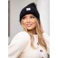Čierna zimná dámska čiapka Beanie z mäkkého nylonu
