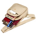 Módna a funkčná béžová dámska kapsička crossbody z eko kože