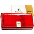 Dámska lakovaná kožená peňaženka v červenej farbe so zapínaním na patentku – Rovicky