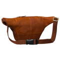Męska brązowa skórzana nerka na biodra lub przez ramię crossbody modna mała saszetka - Peterson