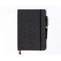 Čierny zápisník A5 s bodkovaným papierom a gumičkou na zatváranie