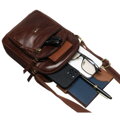 Hnedá pánska kožená crossbody taška Peterson + kožené puzdro na kľúče
