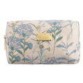 Svetlomodrá dámska kozmetická taštička z polyesteru s kvetinovým vzorom