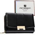 Čierna dámska peňaženka z ekologickej kože v horizontálnom prevedení so zapínaním na patent