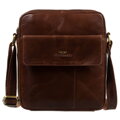 Hnedá pánska kožená crossbody taška Peterson + kožené puzdro na kľúče