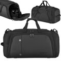 Čierna športová tréningová taška Peterson z polyesteru s priehradkou na topánky