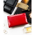 Lakierowany czerwony portfel damski na bigiel skórzany RFID STOP - Rovicky