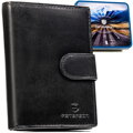 Pánska kožená peňaženka v čiernej farbe s patentom a RFID - Peterson