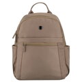 Dámsky malý béžový ruksak z polyesteru, jednokomorový s vonkajšími vreckami