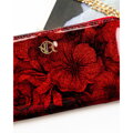 Červená dámska peňaženka Rovicky s kvetinovým vzorom – veľká peňaženka na zips