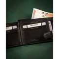 Veľká čierna pánska kožená peňaženka s ochranou RFID a zapínaním na patent