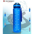 Modrá tritanová fľaša na vodu so šnúrkou a motivačnou stupnicou – 1000 ml