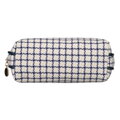 Beżowo-granatowa kosmetyczka damska w kratę zamykana suwakiem - Rovicky