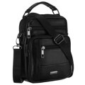 Pánska čierna kožená crossbody taška z prírodnej kože, praktická a ľahká