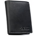 Pionowy, czarny portfel męski ze skóry naturalnej z systemem RFID bez zapięcia zewnętrznego - 4U Cavaldi