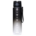 Bielo-čierna tritanová fľaša na vodu so šnúrkou a motivačnou stupnicou – 1000 ml