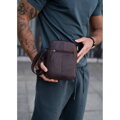 Hnedá pánska kožená crossbody taška Peterson + kožené puzdro na kľúče