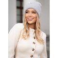 Sivá zimná dámska čiapka Beanie z angory a akrylu s logom