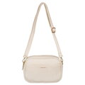 Elegantná béžová dámska crossbody taška z eko kože so zlatými detailmi