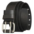 Czarny pasek męski ze skóry naturalnej z klasyczną, srebrną, podwójną klamrą - Peterson