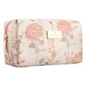 Ružová dámska kozmetická taštička z polyesteru s kvetinovým vzorom