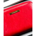 Duży, czerwony portfel damski w typie piórnika wykonany ze skóry ekologicznej - 4U Cavaldi