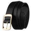 Čierny úzky dámsky opasok z ekologickej kože so zlatou prackou