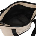 Béžovo-čierna kozmetická taštička so zipsom a rukoväťami
