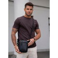 Čierna pánska kožená crossbody taška Peterson + puzdro na kľúče