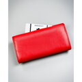Czerwony, duży portfel damski ze skóry ekologicznej zamykany zatrzaskiem - 4U Cavaldi