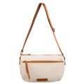 Nylonowa torebka w brązowo-beżowym kolorze z paskiem na ramię - Peterson