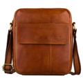Brązowa torebka męska miejska listonoszka mała ze skóry naturalnej modna elegancka - Peterson