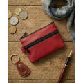Czerwone etui na klucze ze skóry naturalnej zamykane suwakiem - 4U Cavaldi